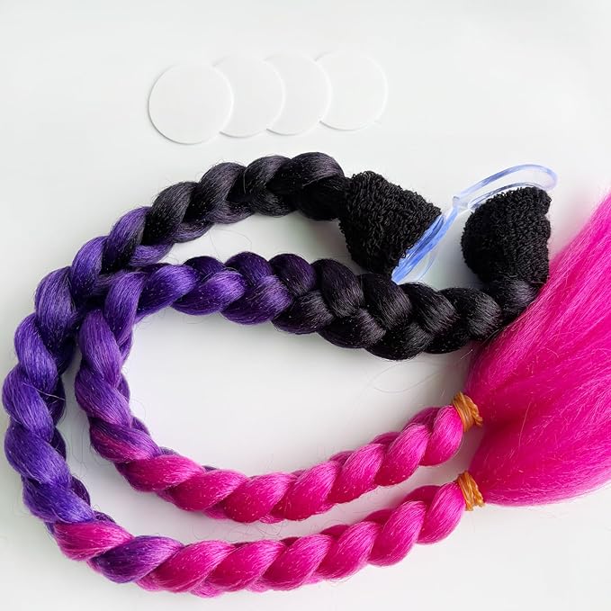 Braids Pigtails with Suction Cup for Motorcycle, Ski, Bicycle Helmet Decoration 2 Pieces