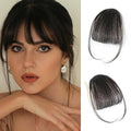 Clip In Bangs-Real Human Hair Bangs Brown Black Clip On Bangs Hair Extensions Fake Bangs Human Hair Wispy Bangs Hair Clip Fringe With Temples Hairpieces Curved Bangs For Daily Wear