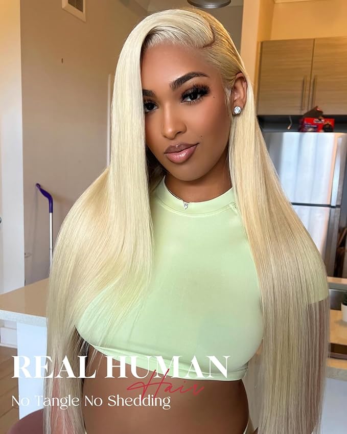 Alididi 613 Lace Front Wig Human Hair 13x4 Blonde Straight Hd Transparent Lace Frontal Wigs Human Hair Pre Plucked With Baby Hair 180% Density Blonde Glueless Wigs Human Hair 30 Inch