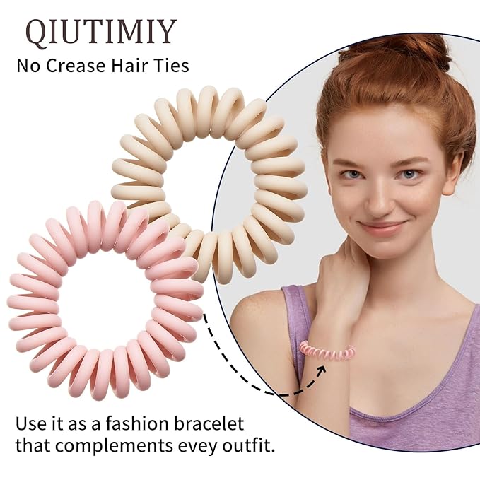 16Pcs Spiral Hair Ties, (Vintage Frosted) Hair Elastic Coils for Women and Girls, Waterproof Phone Cord Hair Scrunchies Accessories Bands for Ponytails and Updos