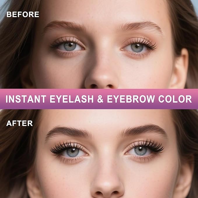 Eyelash & Eyebrow Color Kit, Professional Instant Lash & Brow Color Kit with Natural Results, Easy to Use, Eye Brow & Eye Lash Coloring Set DIY Hair Coloring for Salon Home Use 7ml (Black)