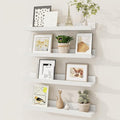 Picture Ledge Shelf, Solid Pine Wood Floating Shelves Set of 4, 16 Inches Nursery Book Shelves for Toys Storage, Kids Bookshelf Wall Mounted for Living Room Decor Photo Frames, White