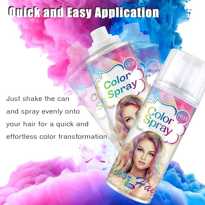 Temporary Hair Color Spray, White Hair Dye Pomades for Kids and Women-Perfect for Cosplay, Christmas, and Halloween Parties, Natural Washable Quick-Drying, One-Time Use in one wash (White, 120ml)