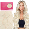 WENNALIFE Invisi Edge & Classic Tape in Hair Extensions Human Hair, 22 Inch 100g 40pcs(20pcs Invisi Edge & 20pcs Classic) Platinum Blonde Invisible Luxury Remy Hair Natural Seamless Injected Tape Ins