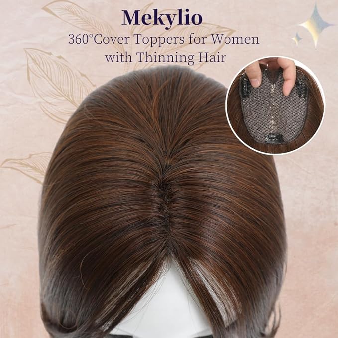 Hair Toppers for Women Large Base Toppers Hair Pieces for Women with Thinning Hair Clip Ins Fake Bangs Perfect Solution for Thinning-hair and Stylish Upgrade 15 Inch
