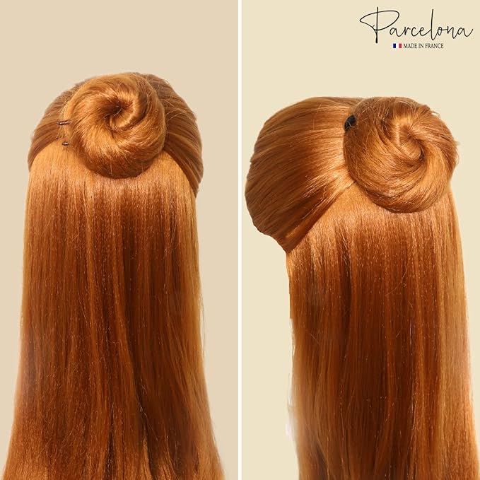 Parcelona French Sleek Brown Tortoise Shell Large 3 1/2" Celluloid Made in France Set of 3 Wavy Crink U Shaped Chignon Hair Pins Updo Bun Pin Sticks for Women and Girls