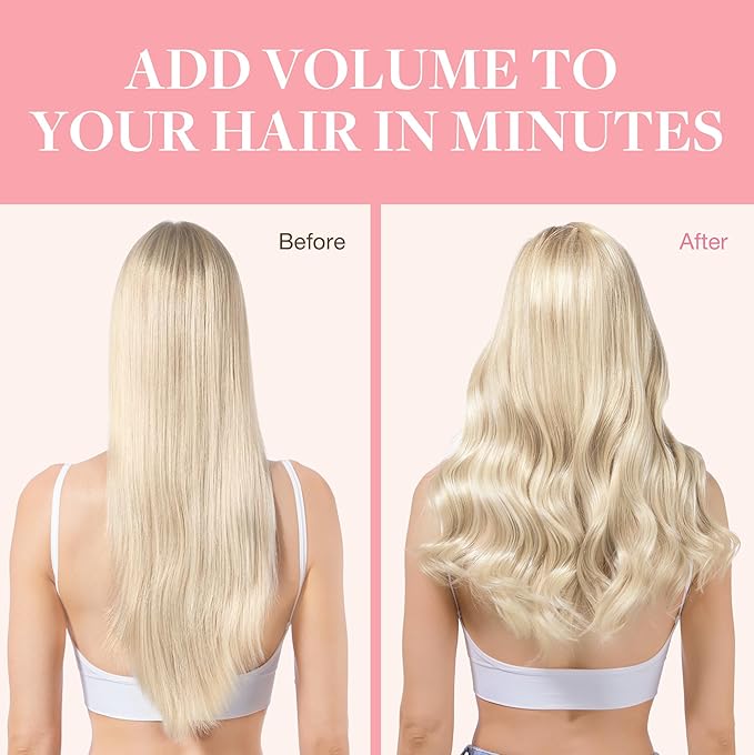 GOO GOO Clip in Hair Extensions Real Human Hair, Remy Human Hair Extensions Clip ins for Women, Natural Human Hair, 26inch 180g 7Pcs, #17A/60A Ash Blonde Highlighted Platinum Blonde