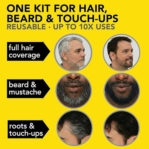 2X Reusable Hair & Beard Dye System for Men – Up to 10 Uses | 7-Minute Natural-Looking Gray Coverage | No-Drip Cream with SkinArmour® – Cleverman (Medium Brown)