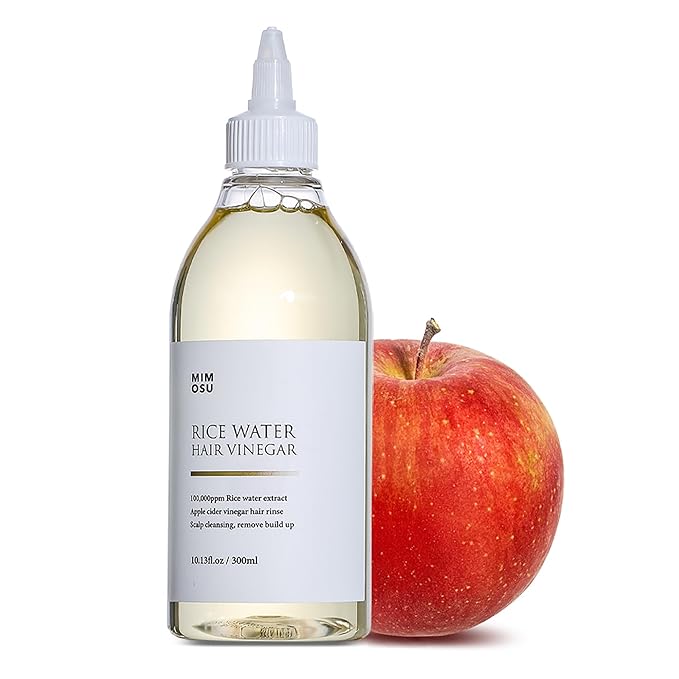 mimosu Apple Cider Vinegar Hair Rinse with Rice Water 10fl.oz, Hair Growth Cleansing Conditioner, Gentle Scalp Cleanser for Build Up, Glycolic Acid Dandruff Treatment