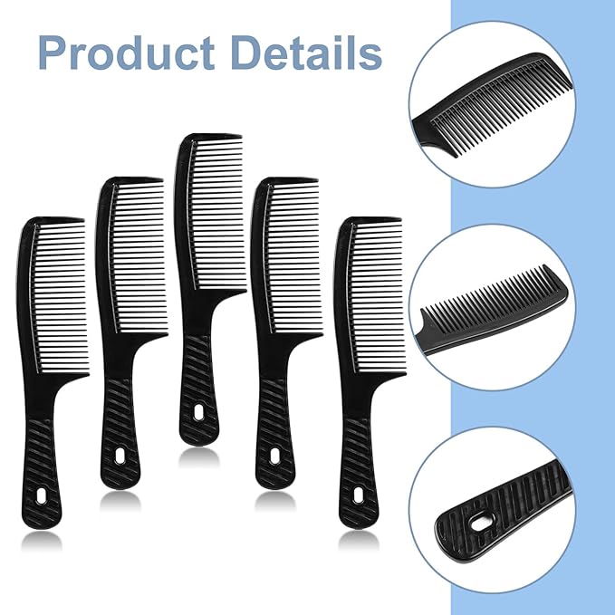 Disposable Combs in Bulk Individually Wrapped Widen Combs Sturdy Hair Combs for Women and Men, Long Handle Fine Combs for Homeless, Hotel,Shelter, Nursing Home,Charity Church Black (8 IN, Count, 50)