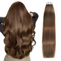SUYYA Tape in Hair Extensions Remy Human Hair Chocolate Brown Color 14 inches 40g 20pcs Straight Seamless Skin Weft Tape in Human Hair Extensions(14 inches #4 Dark Brown)