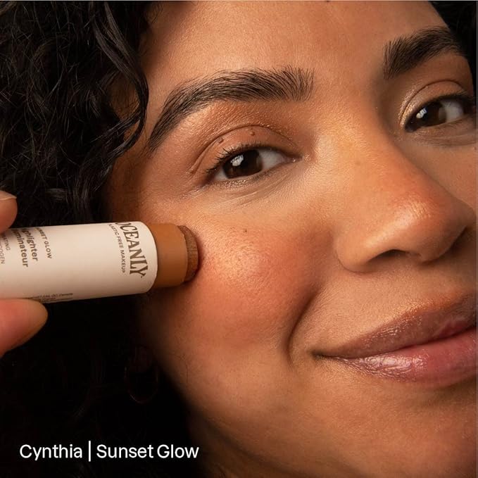 Bundle of ATTITUDE Oceanly Lightweight Highlighter Stick, Titanium Dioxide-Free, EWG Verified, Plastic-Free, Vegan Makeup, Sunset Glow, 0.3 Oz + Lightweight Bronzer Stick, Golden, 0.3 Oz