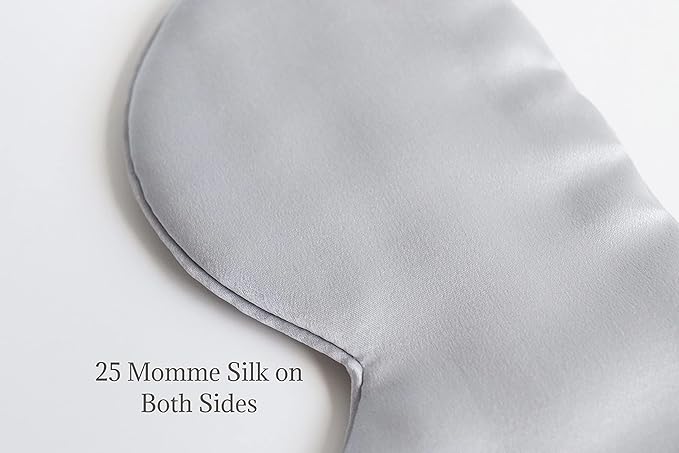 Premium Handcrafted 25 Momme Mulberry Silk Eye Mask for Sleeping (Silver Lining)