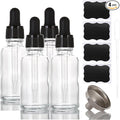 1 oz Glass Dropper Bottles,4 Pack 30ml Empty Reusable Leak Proof Thick Tincture Bottles for Essential Oils,Hair Oil,Liquids,Laboratory,Pharmacist Bottle,Massage,Perfumery Aromatherapy