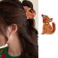 Christmas Hair Clips for Women, Cute Christmas Puppy Hair Claw Clips Funny Strong Hold Dog Jaw Clips with Hat Design Non-slip Animal Winter Hair Barrettes Xmas Hair Accessories Decoration