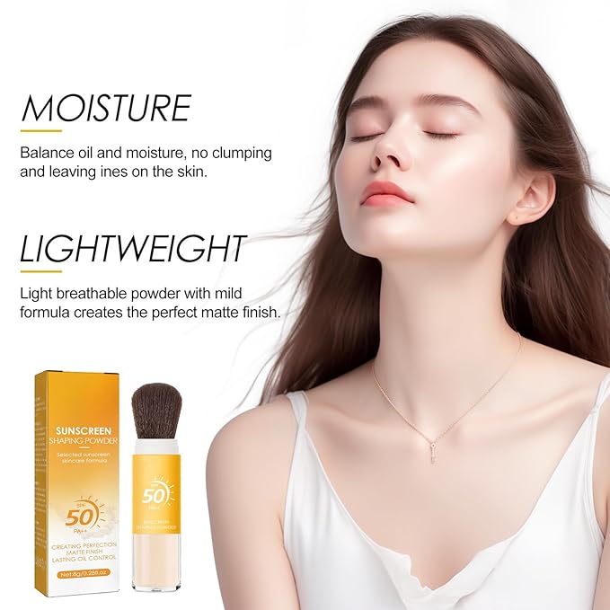 Mineral Sunscreen Setting Powder, SPF 50 PA++, Mineral Brush Powder, Matte Translucent Loose Setting Powder, Natural Oil Control Lightweight Face Powder for All Skin, Smooth, Lasting, Breathable