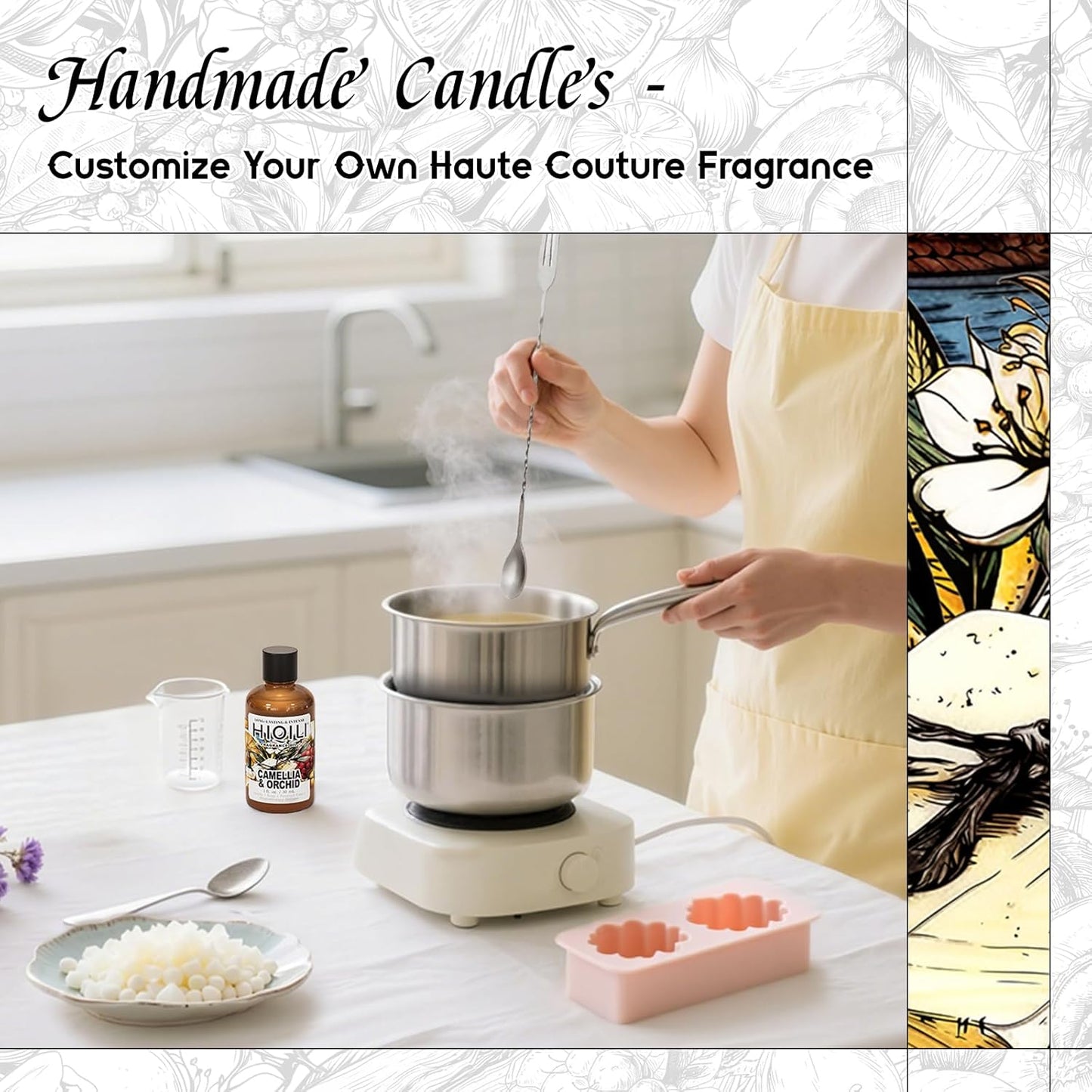 HIQILI Camellia and Orchid Fragrance Oil for Candle, Soap and Perfume Making, Add to Shampoo & Body Lotion, Floral Scents- 1 Fl Oz