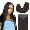 Lashey Clip in Hair Extensions Real Human Hair 7pcs 110g Straight Seamless, 14 Inch #2 Dark Brown Natural Thick Clip in Hair Extensions