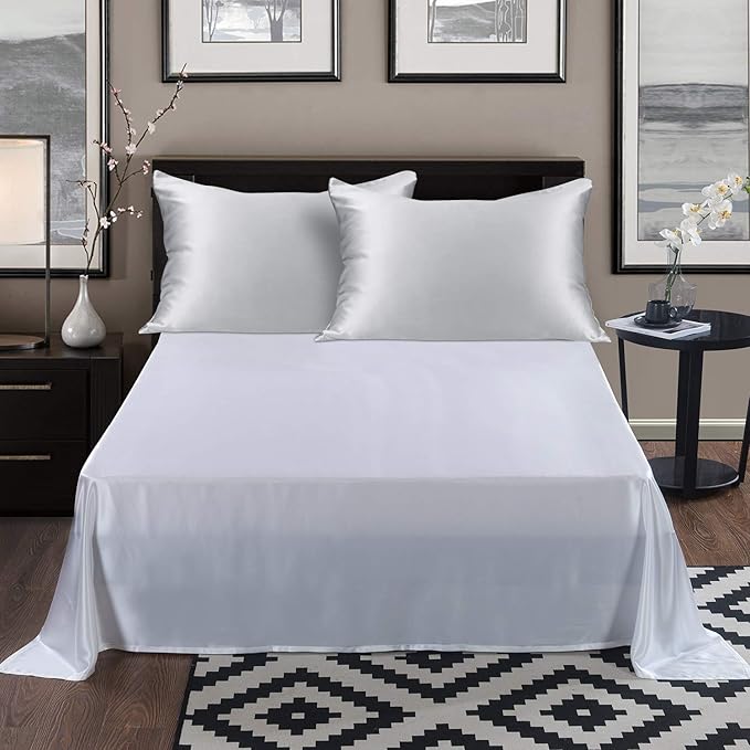 ALASKA BEAR Silk Pillowcase for Hair and Skin, Set of 2 Pure Genuine 22 Momme Mulberry Silk Pillow Cases King Size for Bliss Sleep Better Than Poly Satin, Zipper Closure(2pc, Silver)
