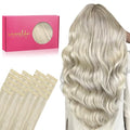 WENNALIFE Tape in Hair Extensions Human Hair, 20pcs 40g 12 inch Ash Blonde Highlighted Platinum Blonde Remy Hair Extensions Straight Human Hair Tape in Extensions Skin Weft Tape Extensions Human Hair