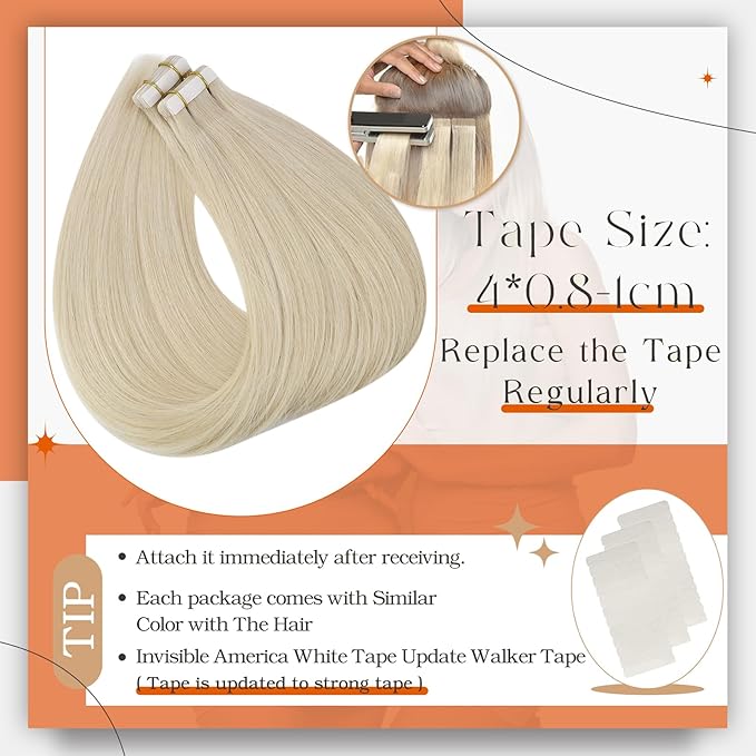 Full Shine Tape in Hair Extensions Blonde 22Inch Hair Extensions Real Human Hair Natural Straight 50G Seamless Skin Weft Human Hair Extension Tape ins Invisible Tape in Human Hair Extension 20Pcs Remy