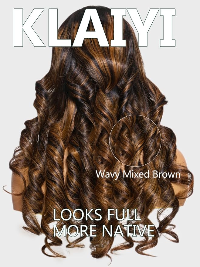 KLAIYI Ombre Brown Body Wave Lace Front Wigs Human Hair Highlight Balayage 13x4x1 T Part Ear to Ear Lace Wig Pre Plucked with Baby Hair Easy to Wear and Go Wigs for Black Women Natural Hairline 20Inch
