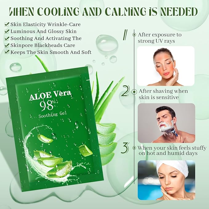 60 Pcs Aloe Vera Gel Bulk Travel Size Soothing Gel 98% Organic Aloe Vera Moisturizer for Skin and Hair Face Moisturizer for Sunburns Relief, Razor Burns, DIY Skincare