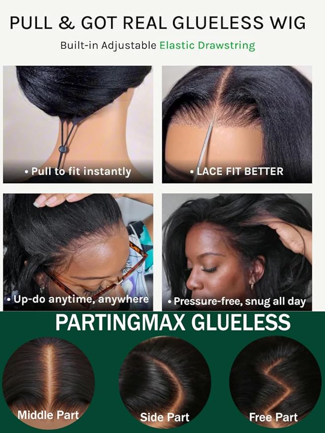 KLAIYI Pre Everything Glueless Layer Side Part Loose Body Wave 13x4 Lace Front Wigs Human Hair Drawstring Curtain Bangs Face framing Pre Bleached Knots Pre Plucked 3S Ready to Put On and Go Wig 22Inch