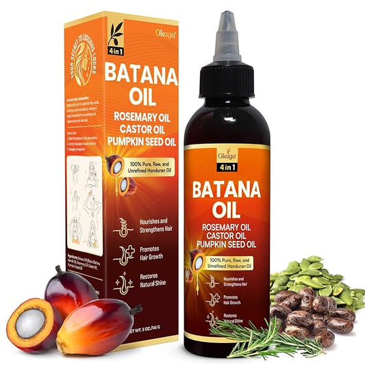 Batana Oil for Hair Growth with Rosemary, Castor, and Pumpkin Seed Oils, 100% Pure Unrefined Honduran Formula, Strengthens, Nourishes, Revives Scalp & Strands, Natural Care for All Types (5oz)