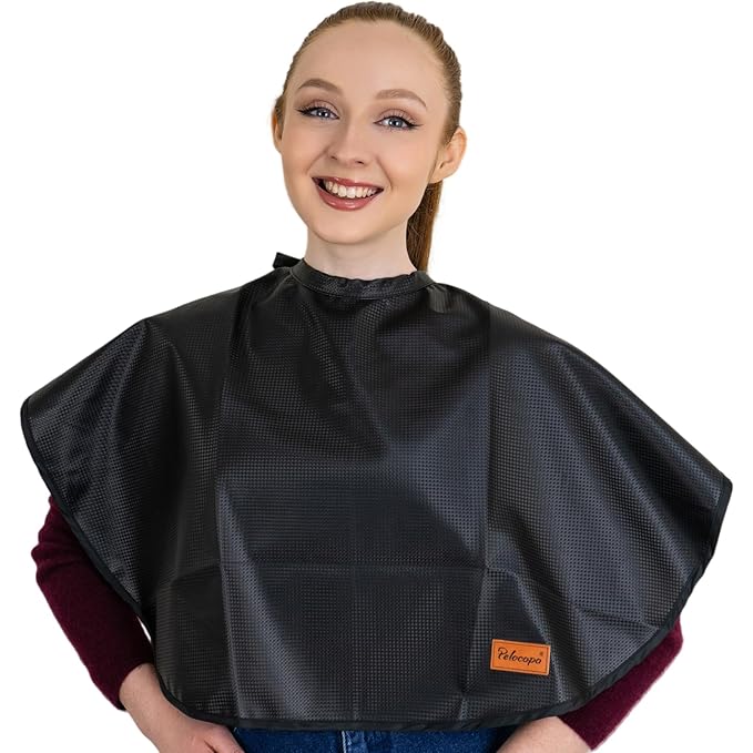 Makeup Cape Hair Dye Cape for Women Short Salon Cape for Stylists Waterproof Haircutting Cape Professional Shampoo Cape, 31.5”L*29”W