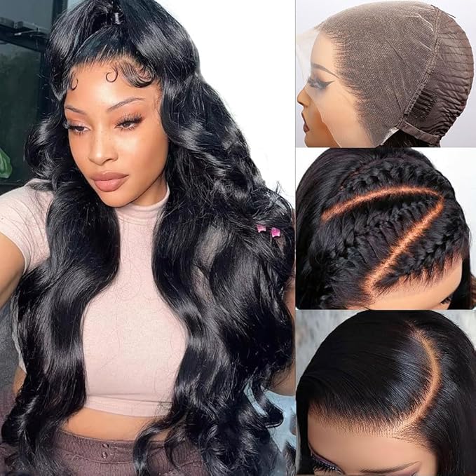 VIPbeauty 13x6 Full Lace Frontal Wigs Human Hair Pre Bleached Knots 180 Density Brazilian Body Wave HD Lace Front Wigs Pre Plucked for Women with Baby Hair Natural Hairline 24 Inch