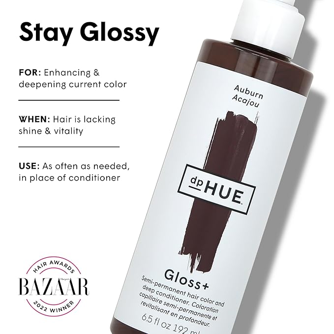 dpHUE Gloss+, Auburn - 6.5 oz (8-12 Applications) - Semi-Permanent Hair Color & Conditioner - Lasts Up to Eight Washes - Paraben, SLS & SLES Sulfate Free - Vegan, Leaping Bunny Certified