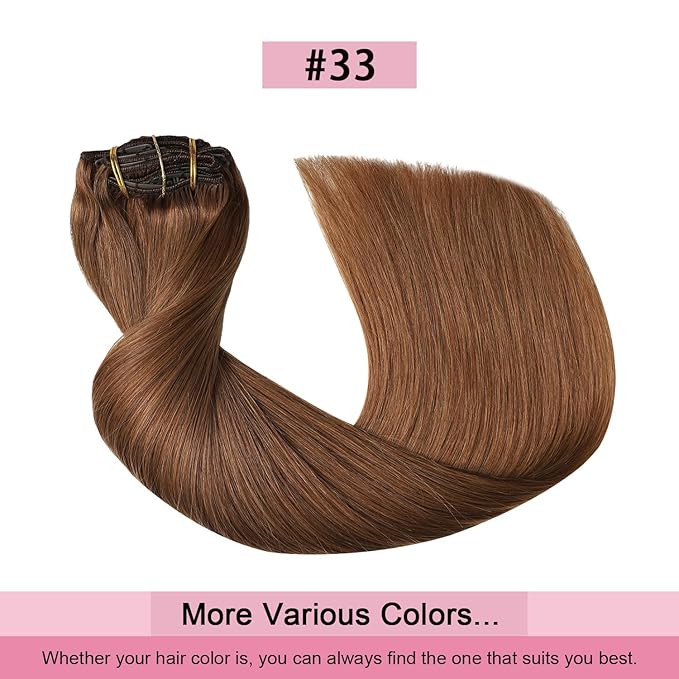Pro2.0 Remy Real Human Hair Extensions Clip ins 120g Thick 7pcs Color #33 Dark Auburn Copper Remy Clip in Hair Extensions Real Human Hair 16inch Seamless Double Weft for Women（#33-16inch）