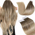 LaaVoo Tape in Hair Extensions Human Hair Ombre Brown to Blonde Hair Extensions Real Human Hair Tape in Invisible Tapes on Extensions Soft Straight Hair 24inch 20pcs/50g