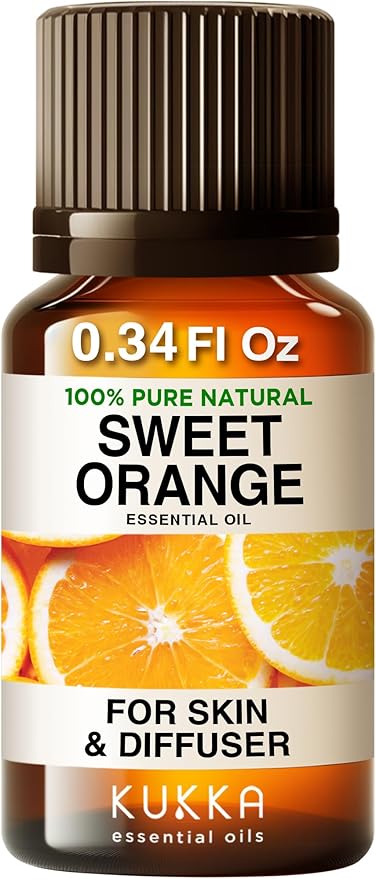 KUKKA Sweet Orange Essential Oils - 0.34 Fl Oz - for Hair, Skin, Diffuser, Aromatherapy & DIY Soap Making Scent