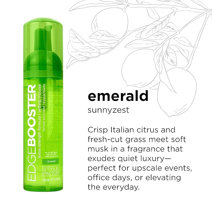 Style Factor EDGE BOOSTER Extra Strength Setting Mousse Travel Size – Frizz Control, Extra Volume, and Conditioning – 2.5oz Emerald Mousse for Curly Hair