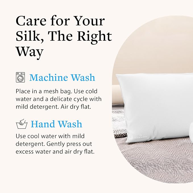 Black Silk Pillow Case, Fits Standard Queen Pillow, 100% Mulberry Silk Pillowcase 22mm, 6H High-Grade Fibers, 100% Silk Pillowcase for Healthy Skin & Hair