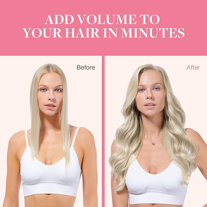 GOO GOO Clip in Hair Extensions Real Human Hair, Remy Human Hair Extensions Clip ins for Women, Natural Human Hair, 24inch 120g 7Pcs, 17A/60A Ash Blonde Highlighted Platinum Blonde