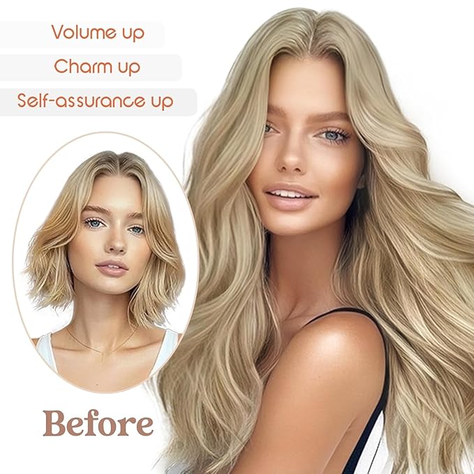 Ve Sunny Human Hair Clip in Extensions Dark Blonde Highlights Golden Blonde Remy Hair Extensions for Women Clip on Hair Extensions Human Hair Short 5pcs 80g 12 inch