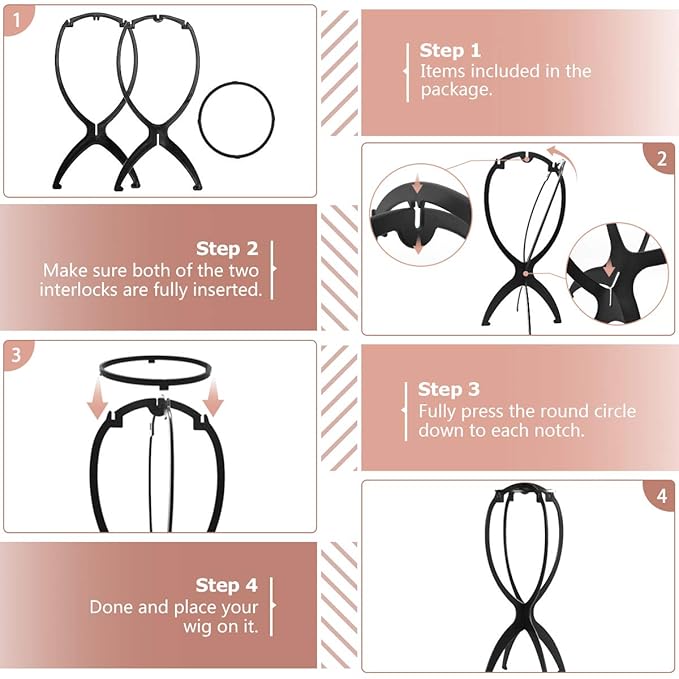 Dreamlover Wig Head Stand for Travel, 2 Packs