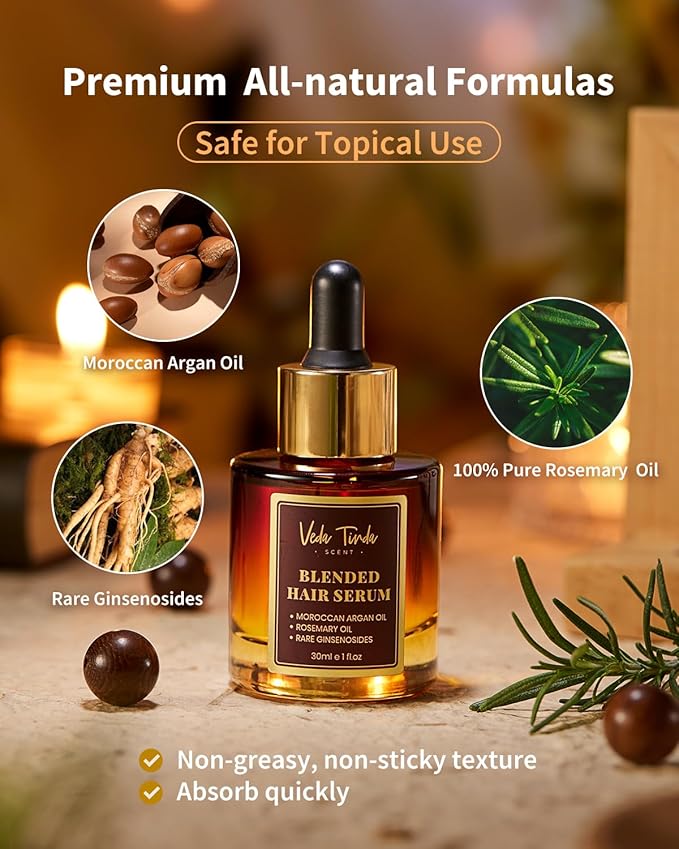 Hair Care Essential Set - Scalp Massager Oil Applicator, Natural Rosemary Oil Moroccan Argan Blend Serum for Hair Growth, Nourishing Scalp, Christmas Birthday Gifts for Women Men Mom Dad