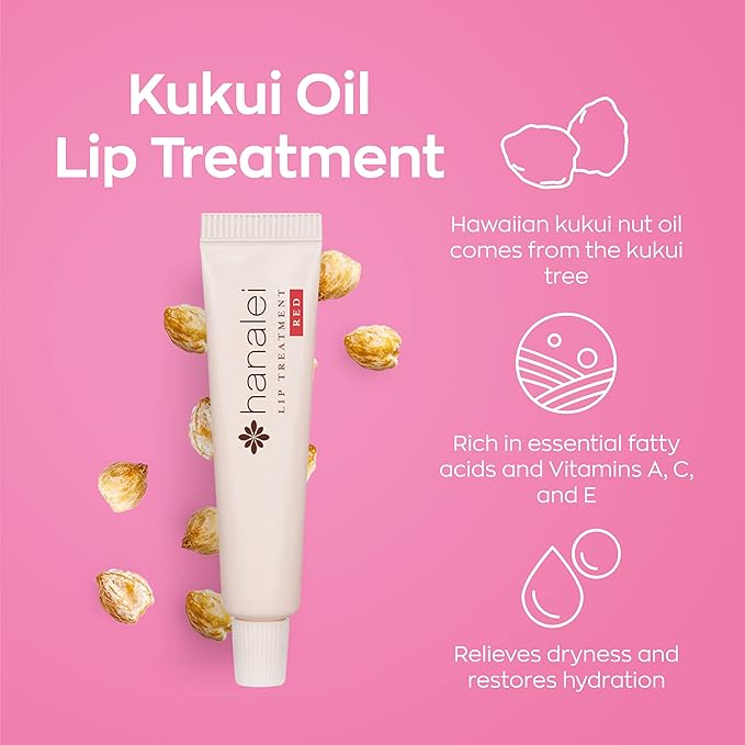 Hanalei Hydrating Lip Treatment Balm – Cruelty-Free, Paraben-Free Moisturizer for Severely Dry, Chapped Lips – Kukui Oil, Shea Butter & Grapeseed Oil –Multi Colored Tint, Travel-Size 3-Pack (5ml X 3)
