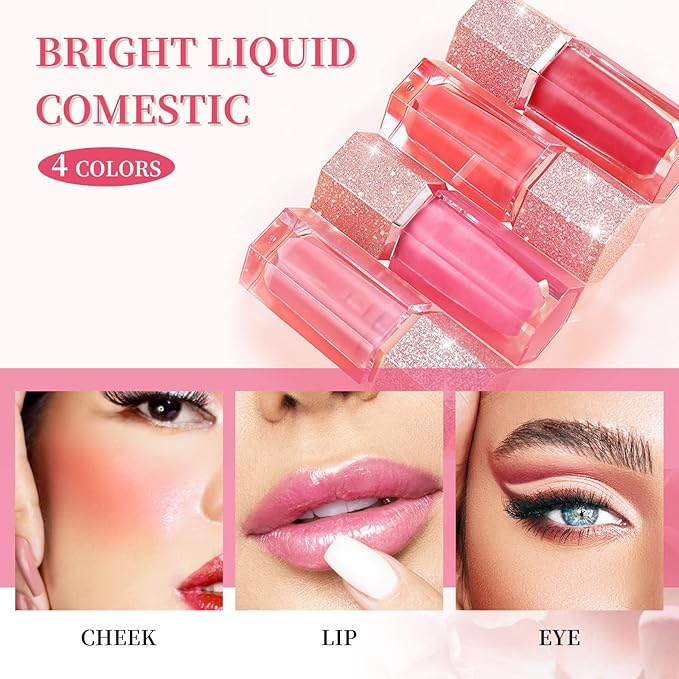 Soft Cream Blush, Liquid Blush for Natural Dewy Blush Makeup, Lightweight Blush for Cheeks, Long-Wearing Smudge Proof Liquid Blush Makeup, Cream Liquid Cream Blush Makeup - Foggy Pink