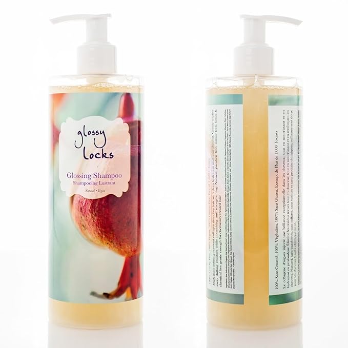 100% PURE Glossy Locks Glossing Shampoo Hair Wash Detox & Hydrate Shine Boosting Dry Dull Damaged Strands Avocado Butter & Seaweed Collagen Natural Care for Women & Men Vegan - 13.5 Fl Oz