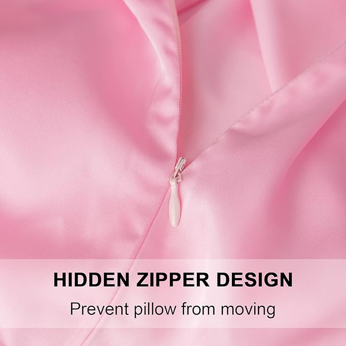 Mulberry Silk Pillowcase for Hair and Skin,Standard Size Cooling Silk Pillow Case with Hidden Zipper,Allergen Proof Dual Sides Soft Breathable Smooth Silk Pillow Cover for Women(King,Pink)