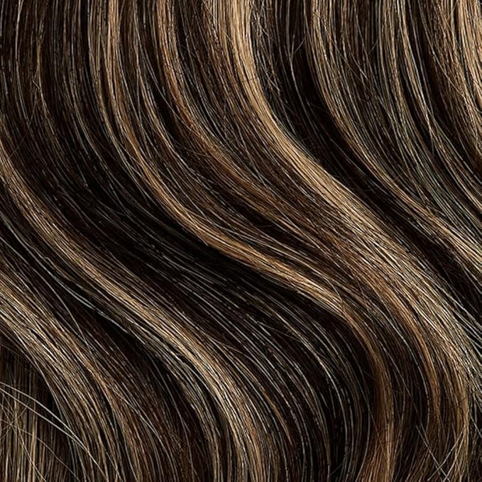 Luxy 100% Remy Human Hair – Halo Clip-In Hair Extensions –Natural Looking Volume & Length - One-Piece - Easy 5-Min Application 140 grams 16" Mocha Brown Highlights