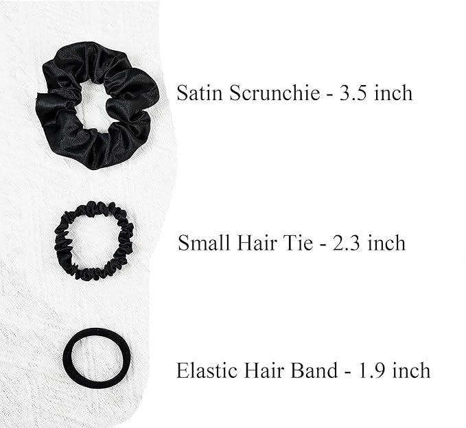 Scrunchies for Women Pack of 30 - Soft Black Hair Accessories Set, Seamless Thick Hair Ties Big Small Size Satin Scrunchie for Girls, Daily Use, Back to Shool Gifts for Her