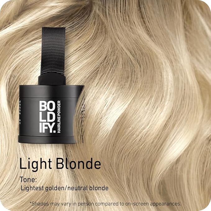 BOLDIFY Hairline Powder - Root Touch Up Hair Color for Gray Coverage - Bald Spot Concealing Hair Powder for Women & Men - 24-Hour Stain-Proof - Light Blonde