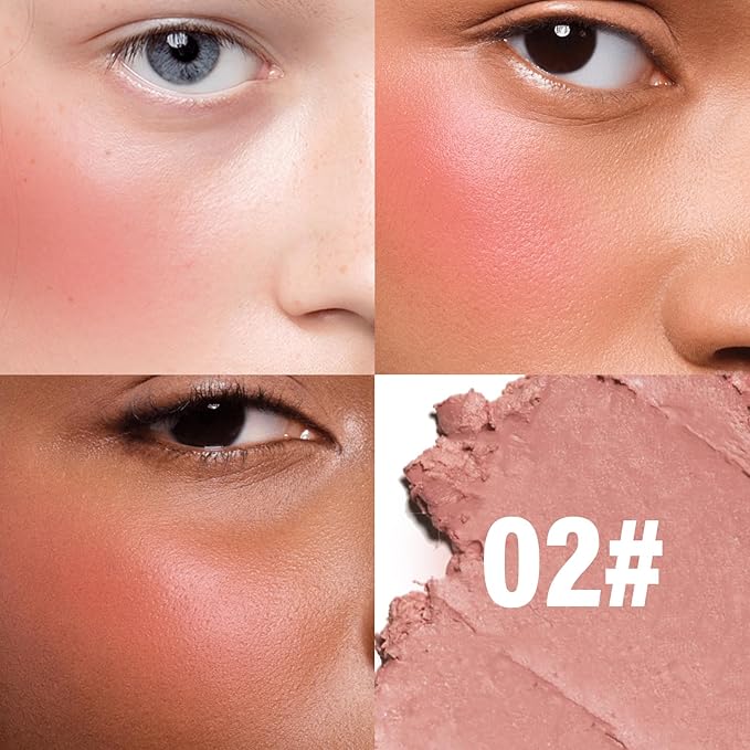 Boobeen Matte Blush Palette for Cheek, Pink Blush Cream, High Pigment Blush, Blendable Face Blusher for Confident Natural Makeup