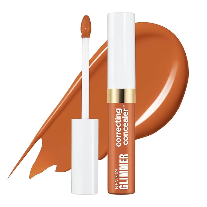Revlon Glimmer Correcting Concealer, Liquid Under Eye Makeup, Made with Caffeine, Vitamin C, & Stevioside, 102 Orange, 0.3 fl oz